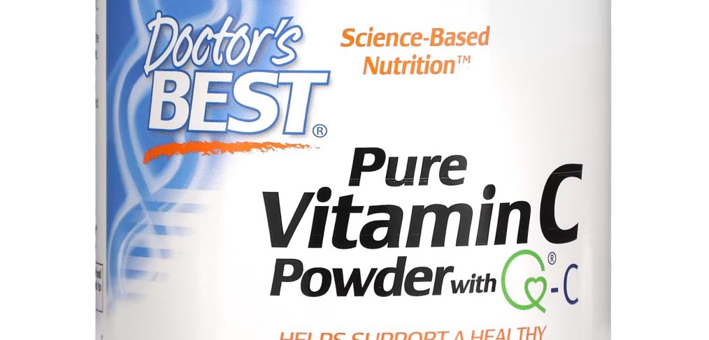 A bottle of Doctor's Best Pure Vitamin C Powder