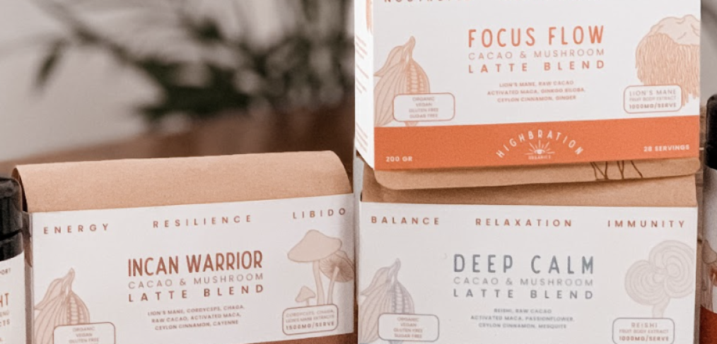 Highbrations Latte Blend in Incan Warrior, Deep Calm and Focus Flow variants