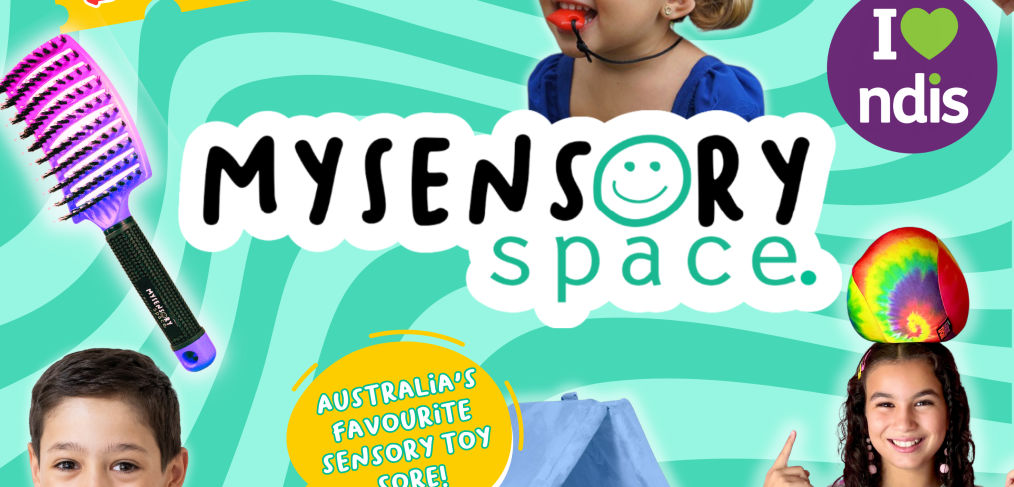 Poster for My Sensory Space. With toys and kids playing around