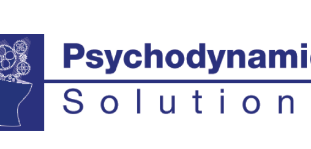 Logo of Psychodynamic solutions with drawing or silhouette of a head with gears coming out of it